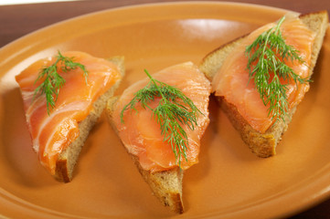 Sandwich with smoked salmon