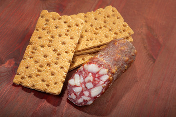 Salami and bread