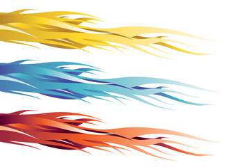 Yellow, blue and red flames