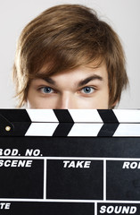 Showing a clapboard