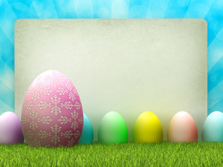 Easter background - colored eggs and copy space