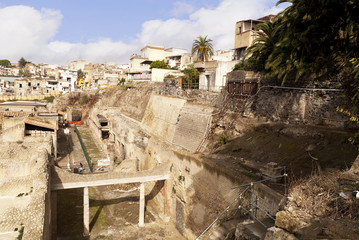 Ercolano with the buried city of Herculaneum Italy