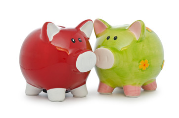 Piggy bank isolated on the white background
