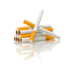 cigarette on a white background with reflection