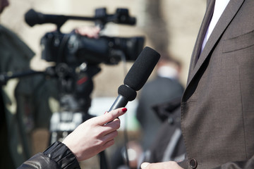 Fototapeta premium wywiad dla telewizji