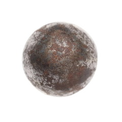 Old rusty Iron metal ball isolated on white