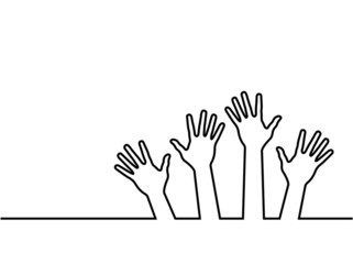 black line of hands, abstract vector illustration for design