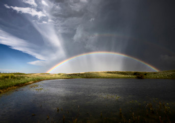Prairie Hail Storm and Rainbow