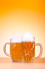 Beer glass on the table