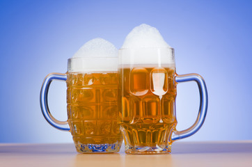 Beer glass on the table