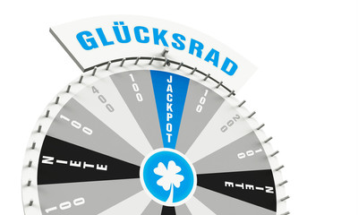 Fototapeta premium Glücksrad Jackpot blau weiß grau
