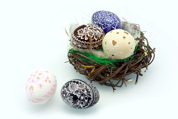 Fototapeta premium Easter eggs in the nest