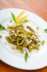 Green bean salad in the plate