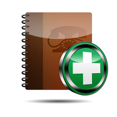 Icono agenda telefonica 3d con señal añadir