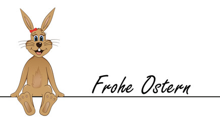Osterkarte - Frohe Ostern - sitzende Osterhäsin