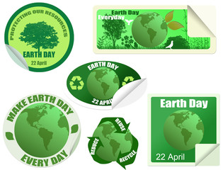 Earth Day stickers set