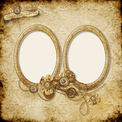 Vintage Photo Album.Grunge background with frames