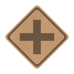 Obraz premium Recycle paper cross road sign isolated on white