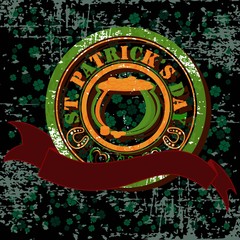 Rubber satmp with ornament for St. Patrick's Day. vector.