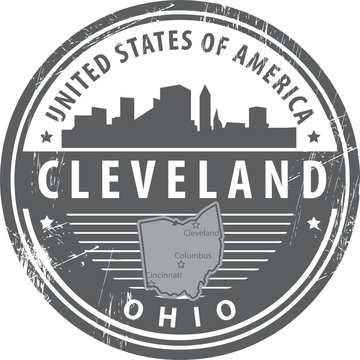 Stamp with name of Ohio, Cleveland, vector illustration