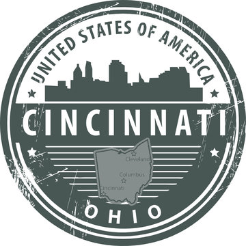 Stamp with name of Ohio, Cincinnati, vector illustration