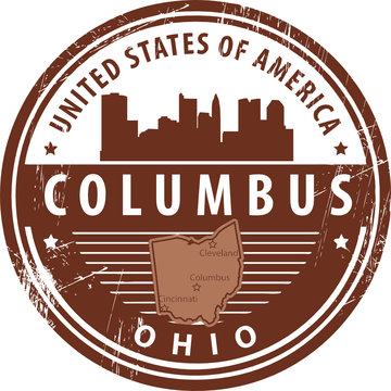 Stamp with name of Ohio, Columbus, vector illustration