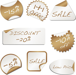 Set of 8 price discount stickers isolated on white
