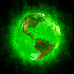 Fototapeta premium Green aura of Earth - America