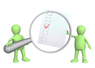 Two puppets with checklist