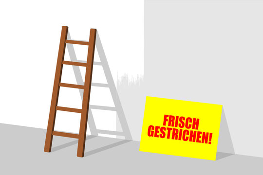leiter an wand frisch gestrichen I