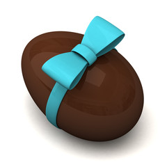 Chocolate Eater egg with blue ribbon bow 3d