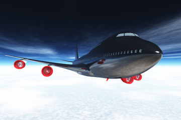 Airplane flying 3D render