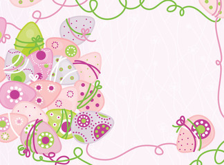 Easter background of  decorated eggs , with place for text.