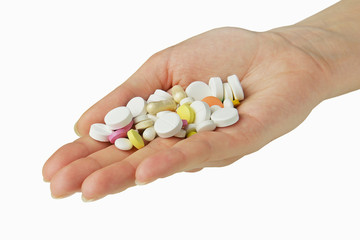 Hand full of medicaments