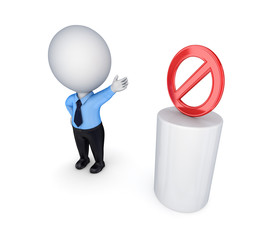 3d small person and red stop symbol.