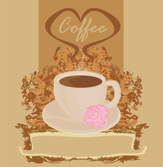Cup of coffee with abstract design elements