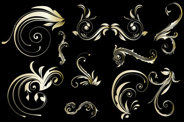 Golden floral vintage pattern