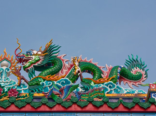 Dragon statue on roof top