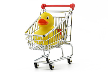 ente im einkaufswagen