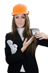 The business woman with small model of the house