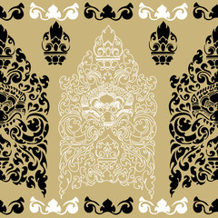 Vector seamless Cambodian floral pattern