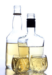 Tequila cups and two bottle