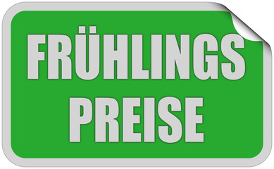 Sticker grün eckig curl oben FRÜHLINGSPREISE