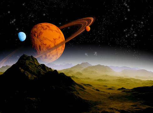 Fototapeta Abstract background of deep space. In the far future travel. New