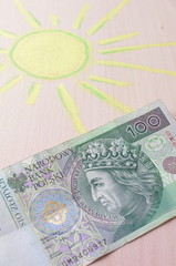 Fototapeta na wymiar Słońce nad banknotem