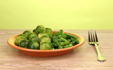 Fresh brussels sprouts and french bean