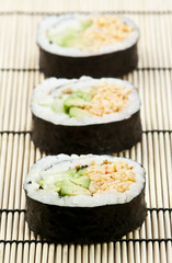 sushi on a bamboo mat