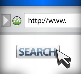 Modern internet web browser with search button