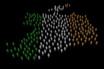 abstract people forming Ireland map flag illustration
