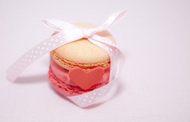 Macaroons with ribbon and heart